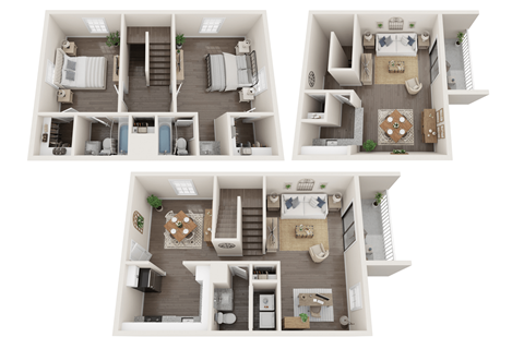 a two bedroom floor plan at the Fields at Peachtree Apartments in Peachtree Corners, Georgia